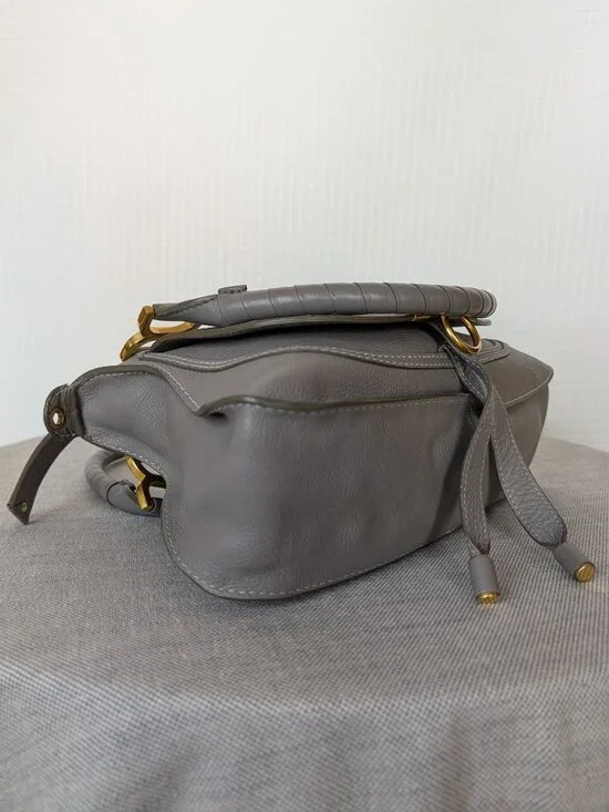 Chloé Marcie Medium Double Carry Satchel Cashmere Leather Bag Authentic - Picture 10 of 14